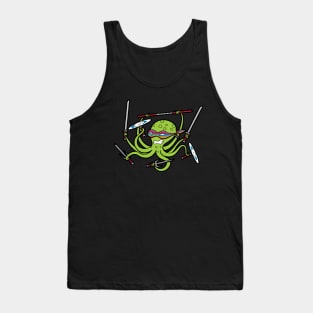 Cute Funny Kraken Ninja Multi-Tasking Monster Cartoon Tank Top